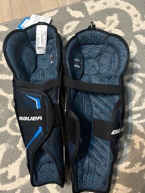 Bauer Black Shin Guards with White Logos